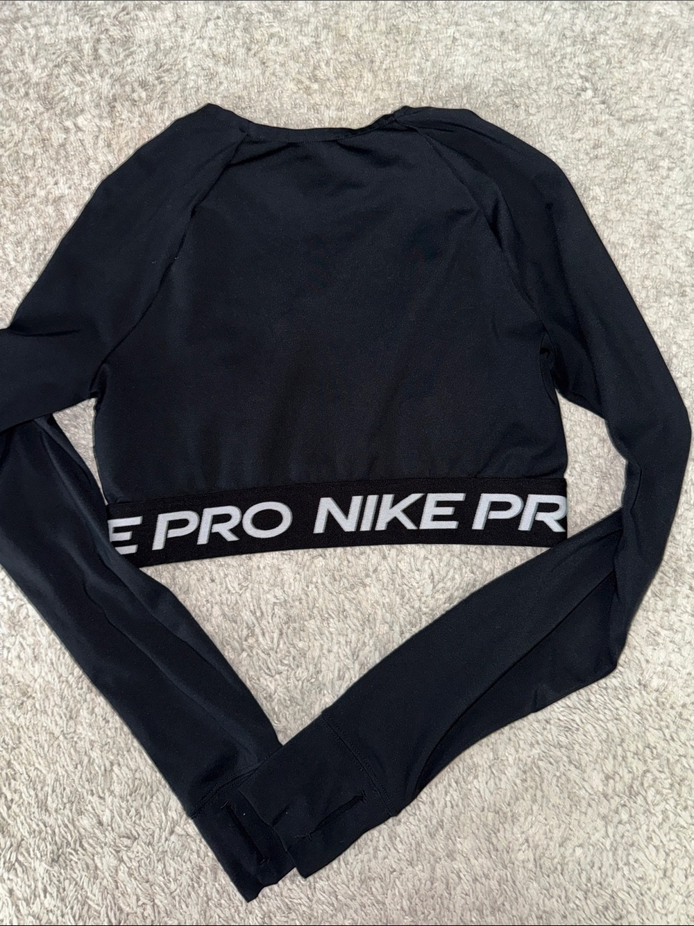 Nike Women's Pro Dri-FIT Cropped Long-Sleeve Top black activewear sporty run Med - Picture 8 of 8